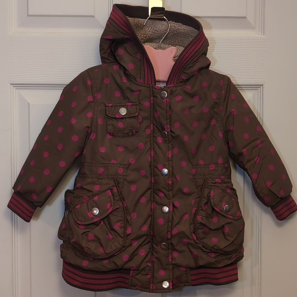 Room Seven Girls' Brown & Pink Polka Dot Hooded Jacket